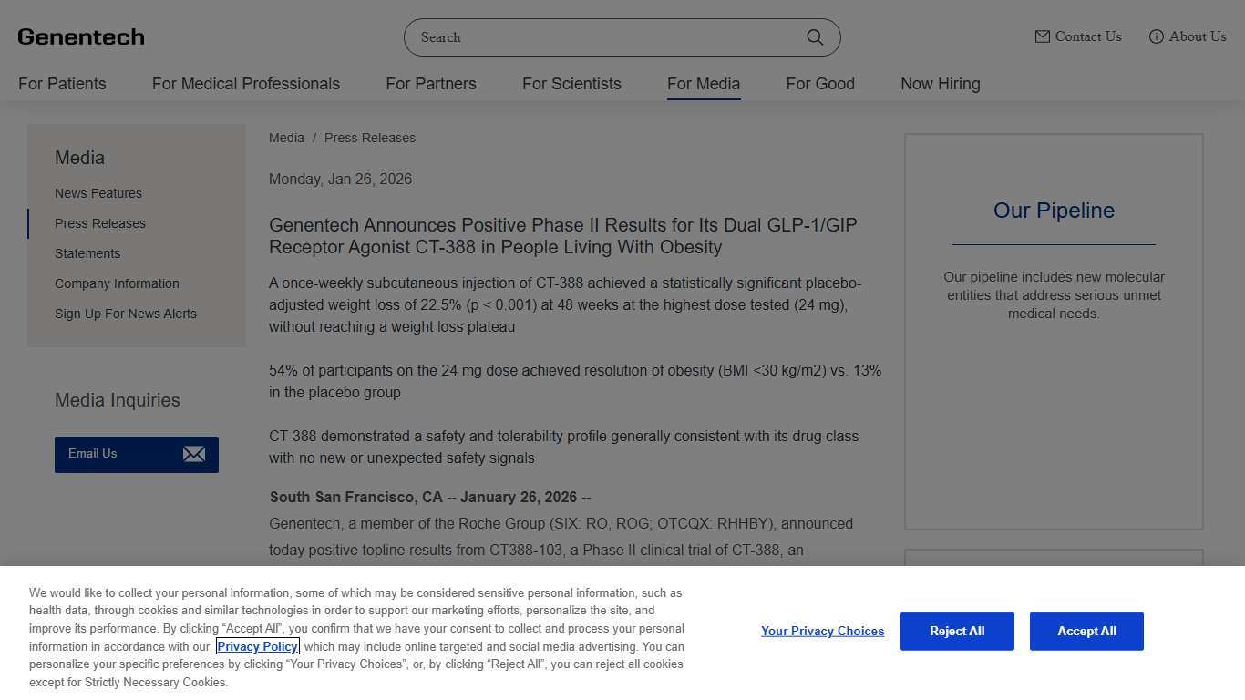 Genentech: Press Releases Monday, Jan 26, 2026