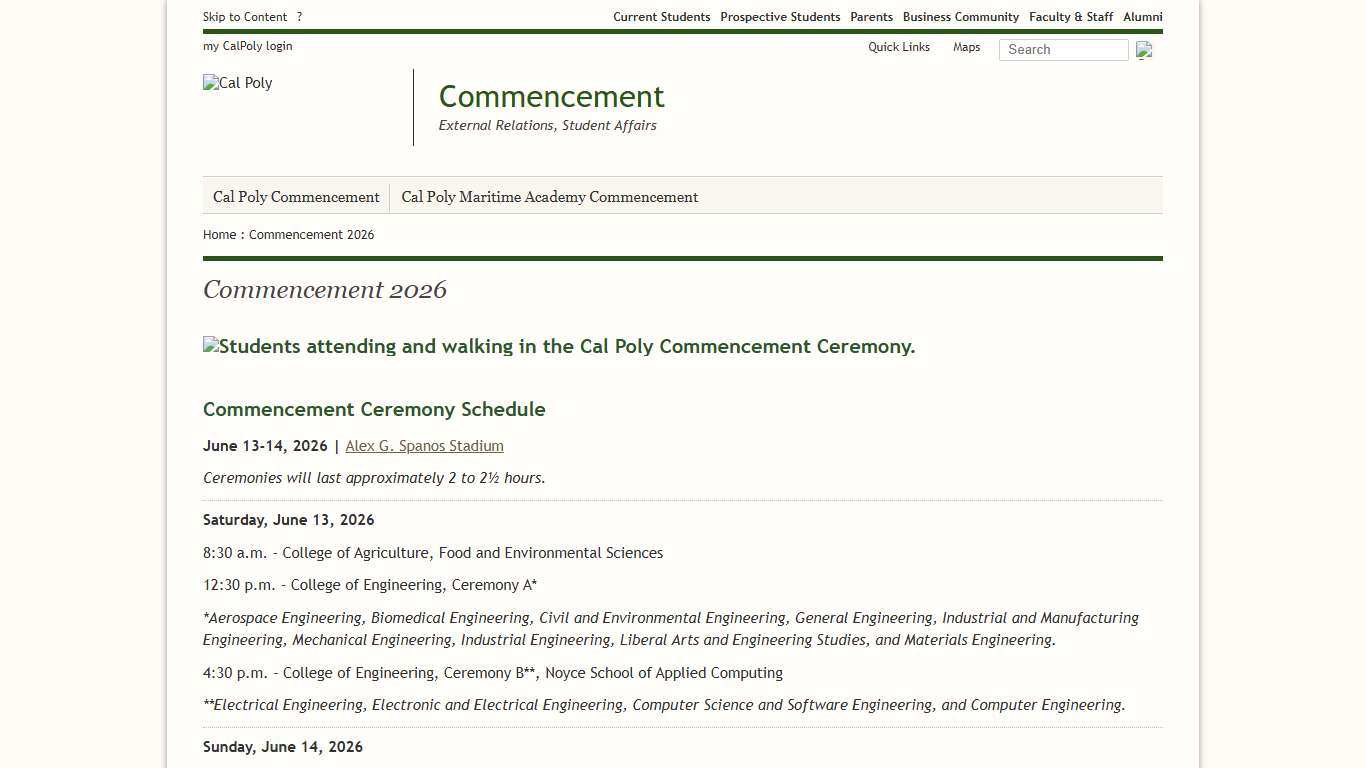 Commencement 2026 - Commencement - Cal Poly, San Luis Obispo