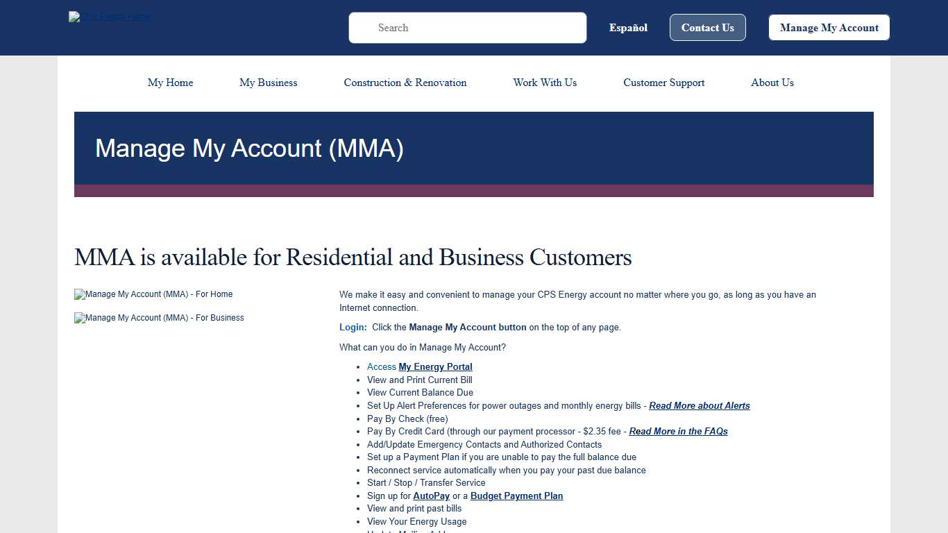 Manage My Account (MMA)